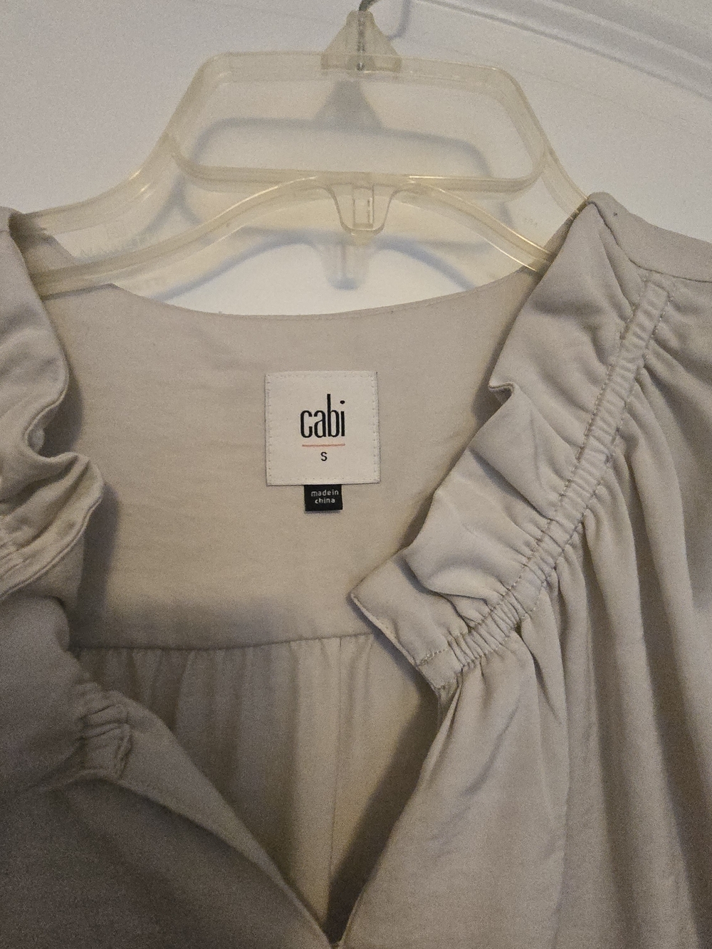 CAbi Cream Ruffled Neck Blouse